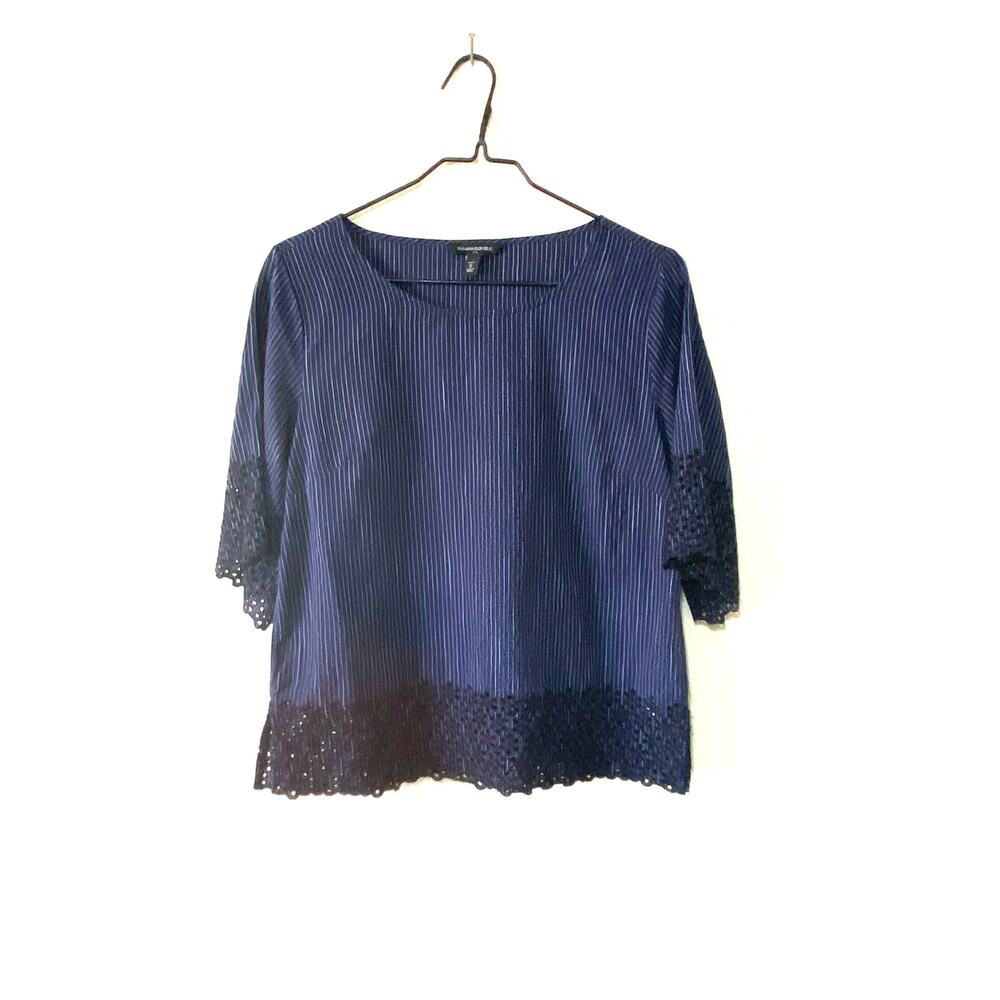 Banana Republic Factory Blue Eyelet Crop Blouse Top Women’s Small